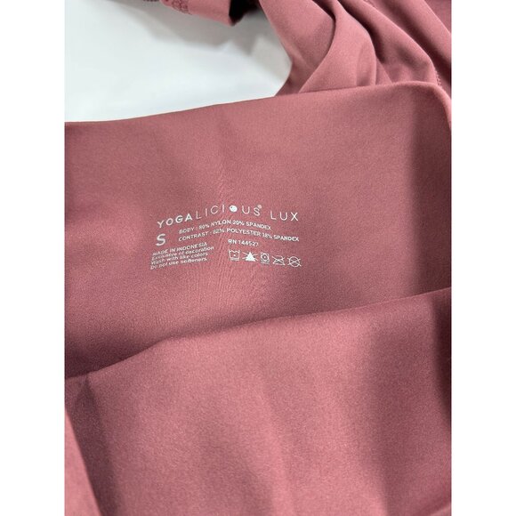 YOGALICIOUS Lux Leggings Sz S Rouge Blush Dark Pink High Rise Ankle Leggings Gym - Picture 6 of 7